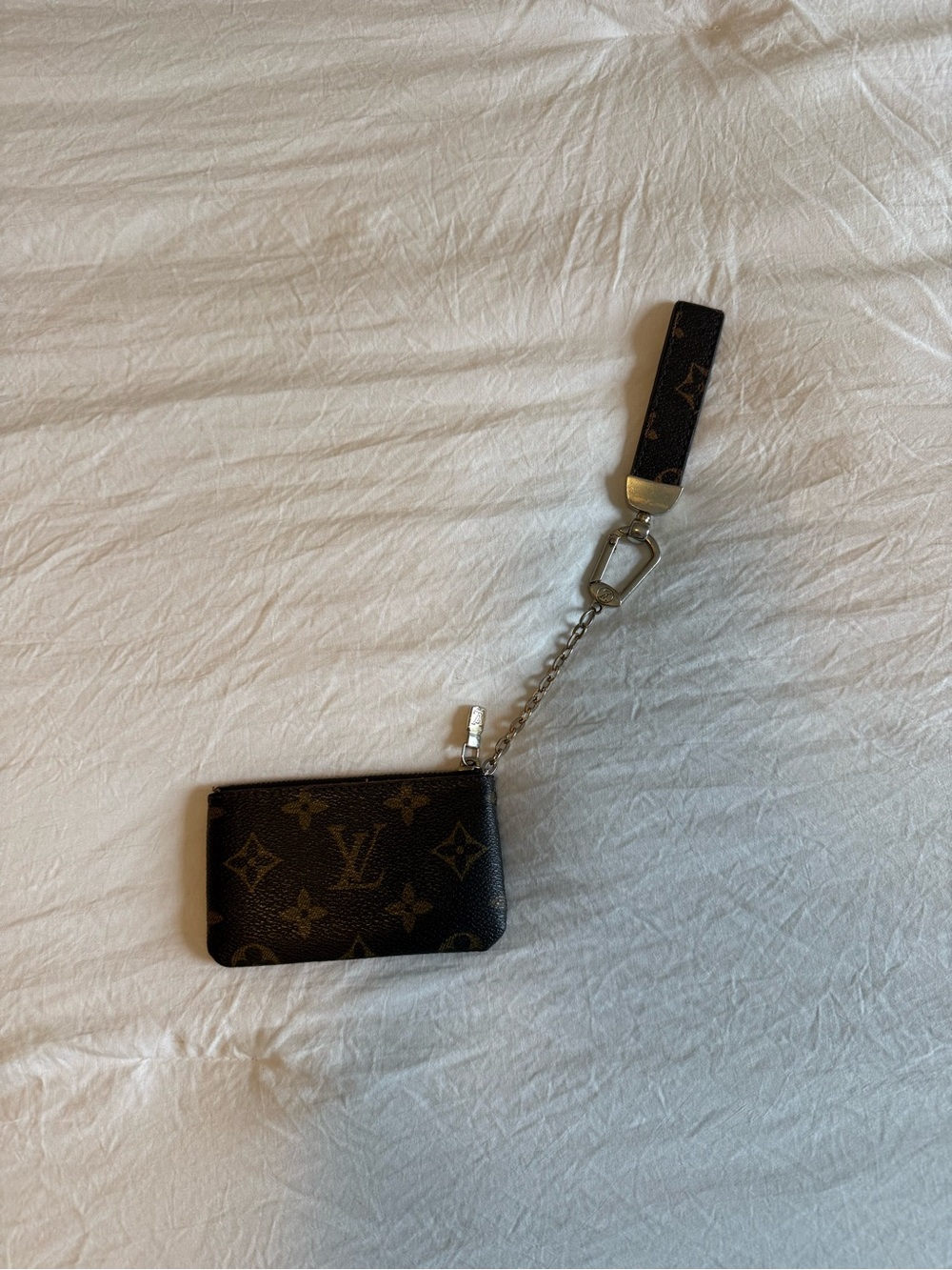 Louis Vuitton Monogram Key Pouch with Chain Strap - Brown and Gold